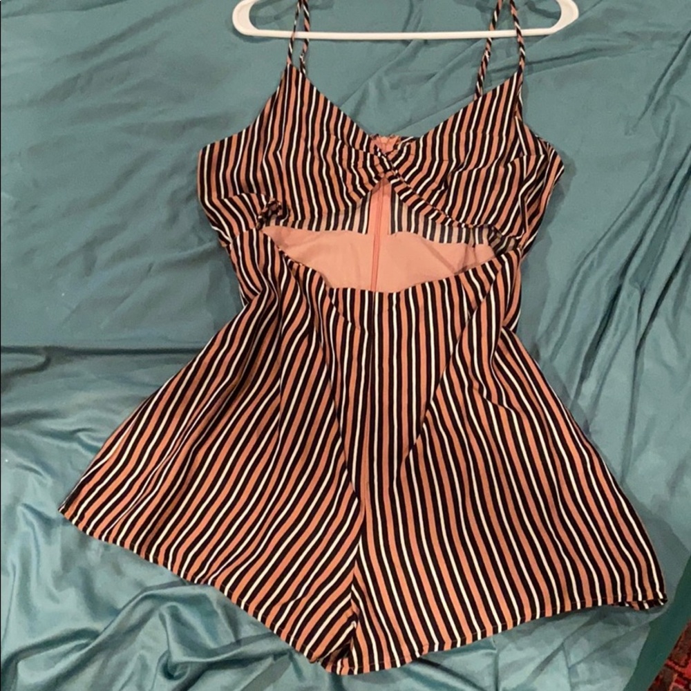 Striped romper with cutout detail